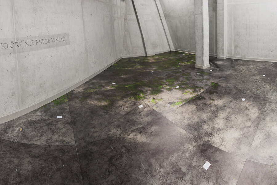 “A Man Who Cannot Get Up” – site specific, collaborative work of Travel Agency art collective for “Parallax” exhibition / New ASP Gallery Katowice / 2015 [photo: Paweł Mendrek]